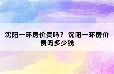 沈阳一环房价贵吗？ 沈阳一环房价贵吗多少钱